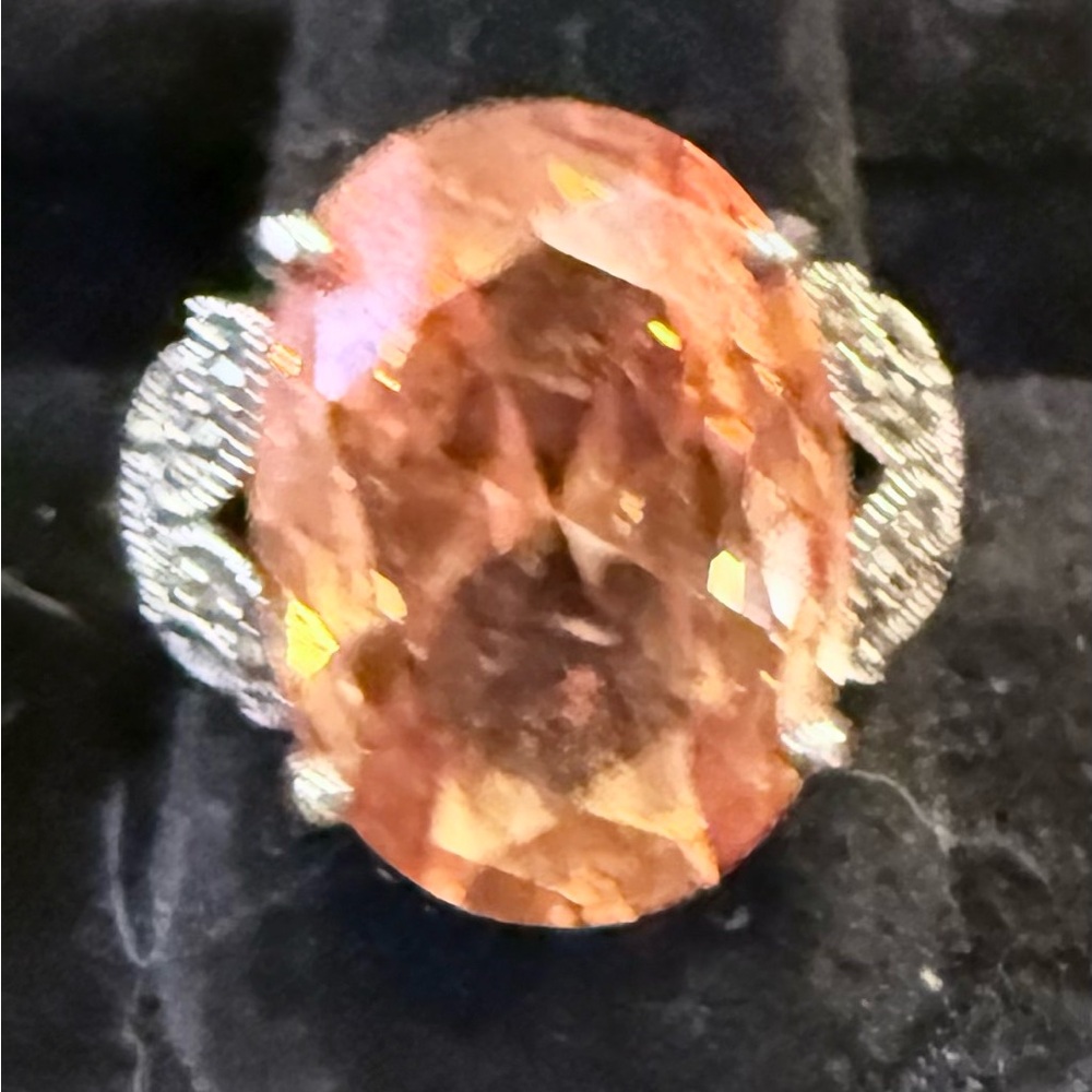 Elegant orange gemstone and Silver Women's Ring